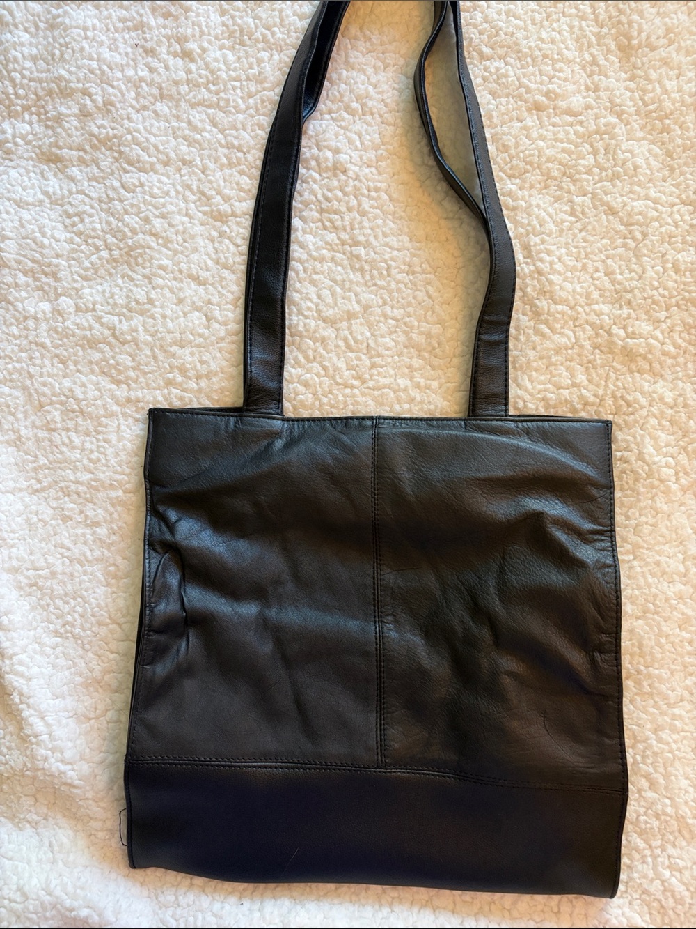 Classic Black Leather Tote Bag
